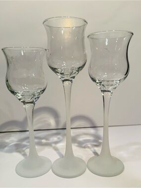 Vintage PartyLite Votive Tea Light Holders Set of 3 Crystal & Frosted